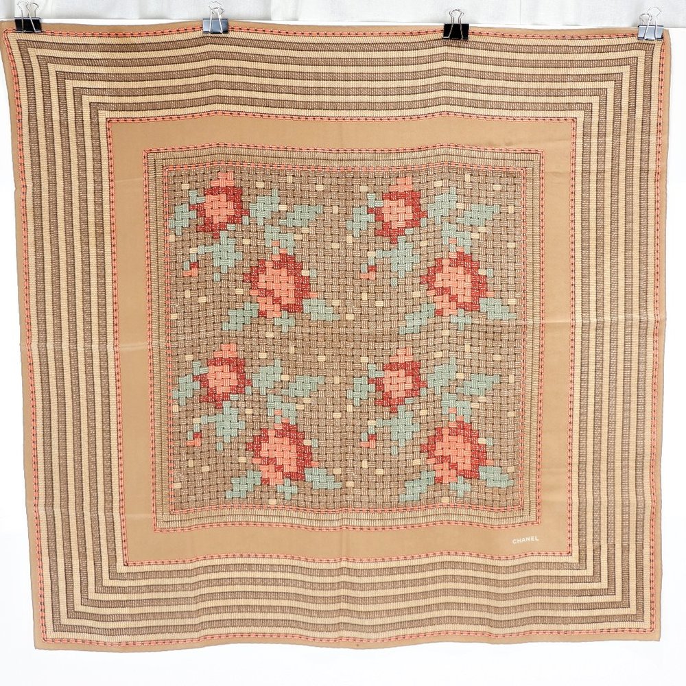 Chanel “Rose” Silk Scarf